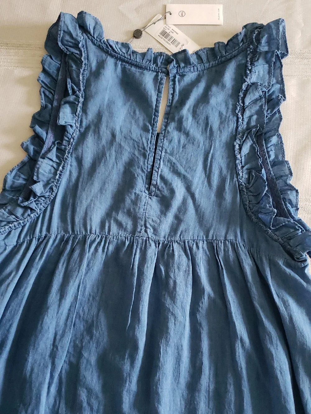 AG New DRESS Cotton Ruffled Shift Lightweight Chambray Blue DIXIE Women's M